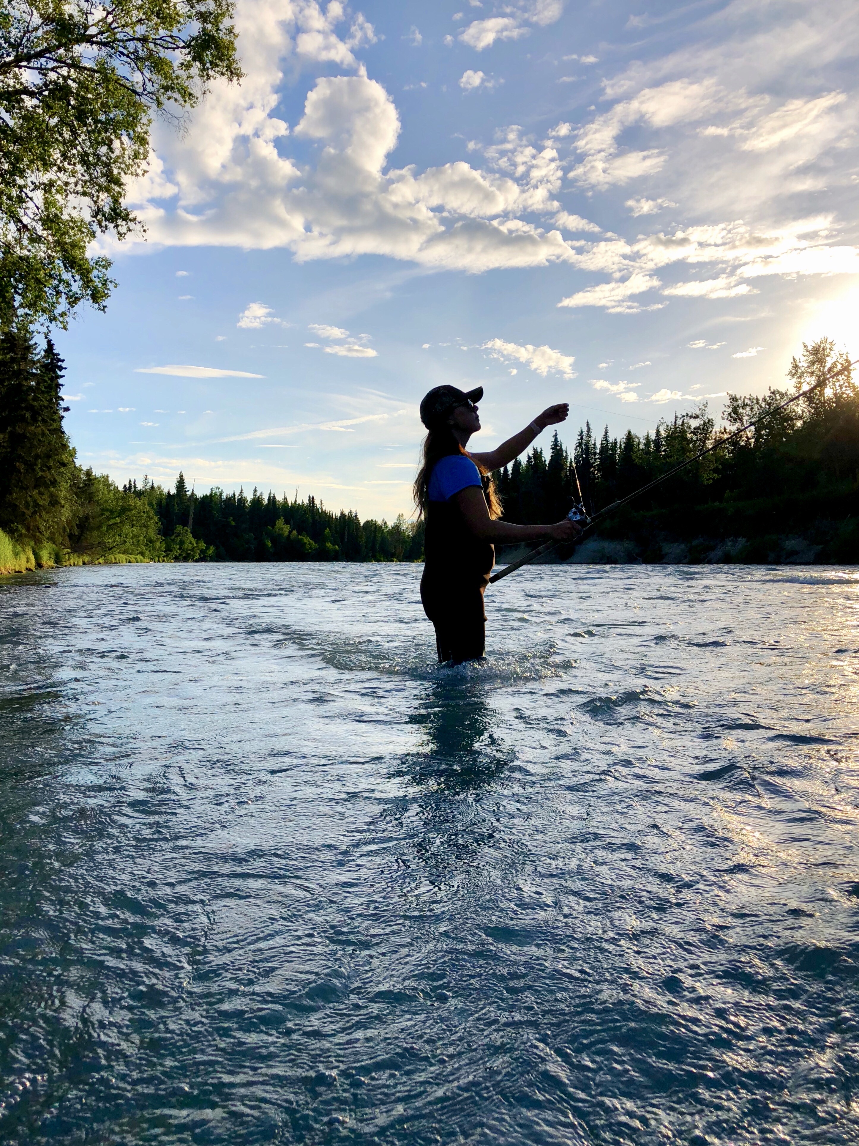 Fly-fishing under big Alaska light — Knepper's Alaska Fishcamp